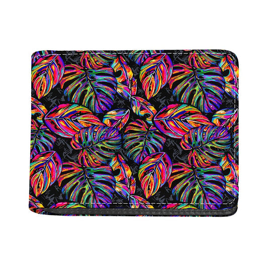 Colorful Leaf Tropical Pattern Print Bifold Wallet