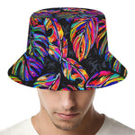 Colorful Leaf Tropical Pattern Print Bucket Hat