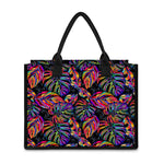 Colorful Leaf Tropical Pattern Print Canvas Tote Bag