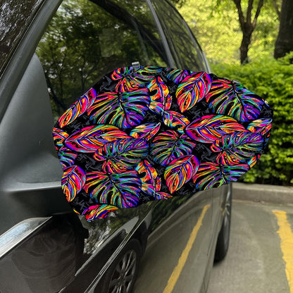 Colorful Leaf Tropical Pattern Print Car Side Mirror Covers