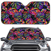 Colorful Leaf Tropical Pattern Print Car Windshield Sun Shade