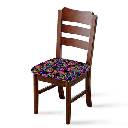 Colorful Leaf Tropical Pattern Print Chair Cushion Cover