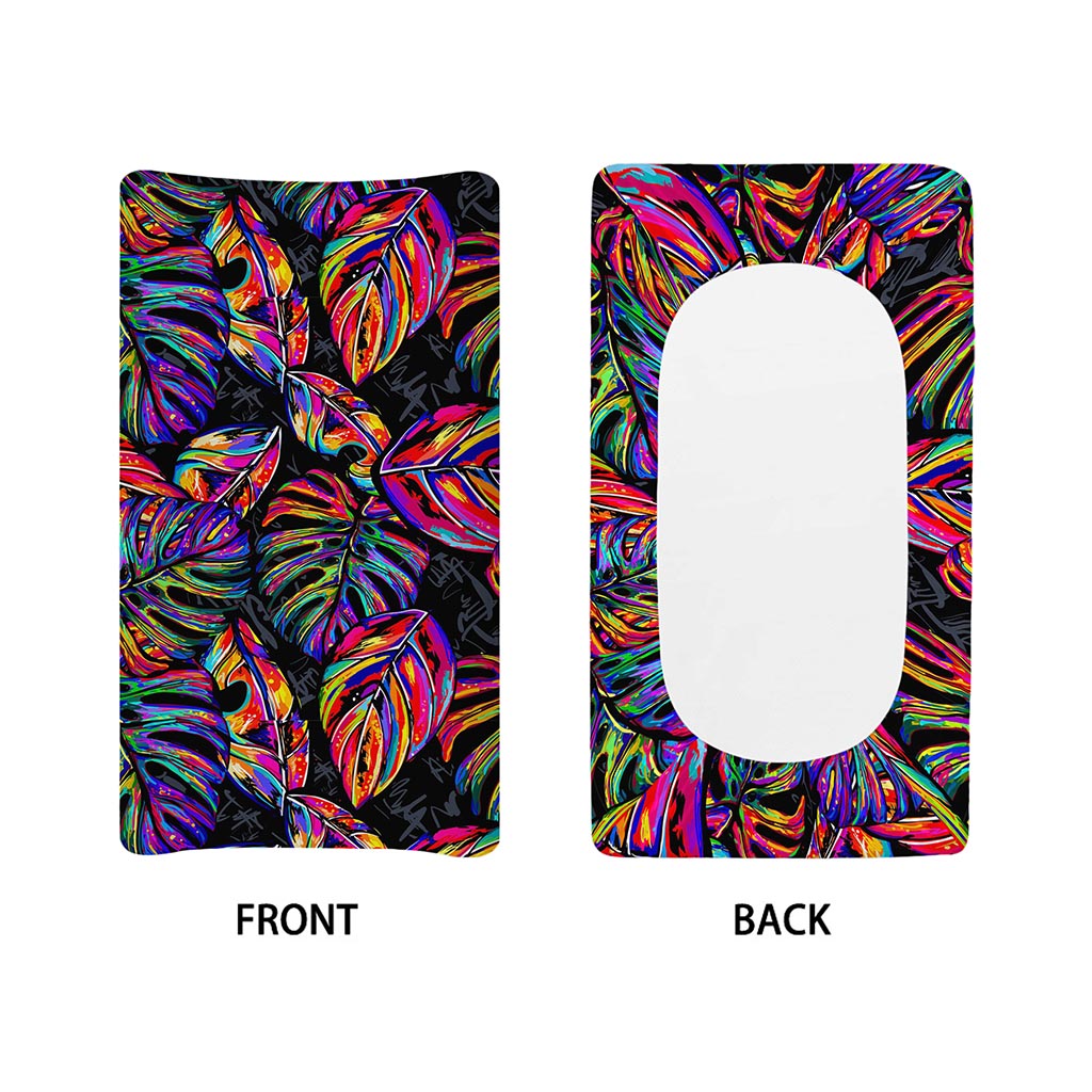 Colorful Leaf Tropical Pattern Print Changing Pad Cover