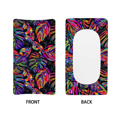 Colorful Leaf Tropical Pattern Print Changing Pad Cover