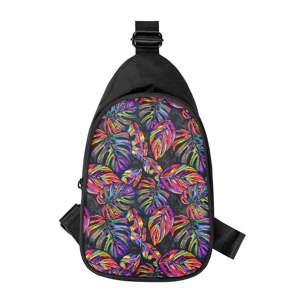 Colorful Leaf Tropical Pattern Print Chest Bag