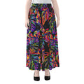 Colorful Leaf Tropical Pattern Print Chiffon Maxi Skirt