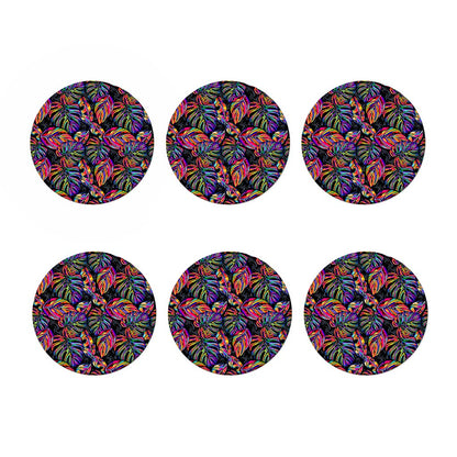 Colorful Leaf Tropical Pattern Print Coaster Set
