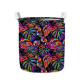 Colorful Leaf Tropical Pattern Print Collapsible Laundry Basket