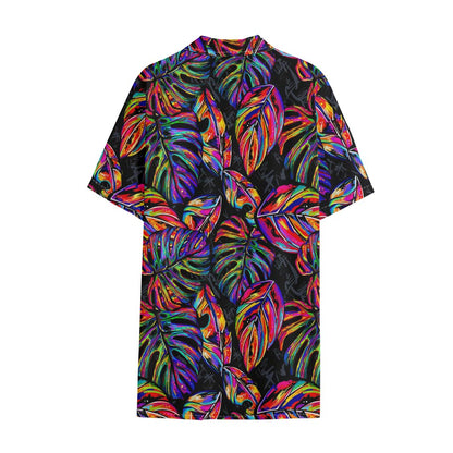 Colorful Leaf Tropical Pattern Print Cotton Hawaiian Shirt