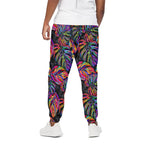 Colorful Leaf Tropical Pattern Print Cotton Pants
