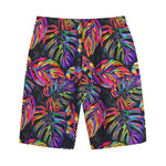 Colorful Leaf Tropical Pattern Print Cotton Shorts