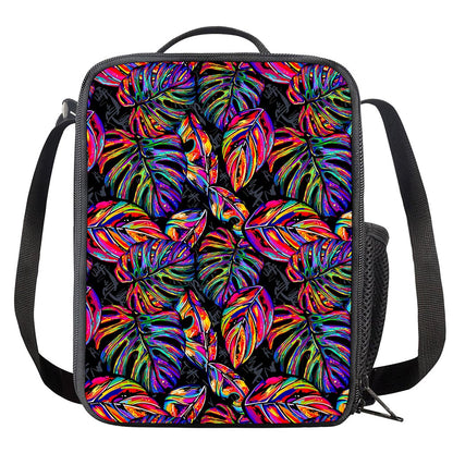 Colorful Leaf Tropical Pattern Print Crossbody Lunch Bag