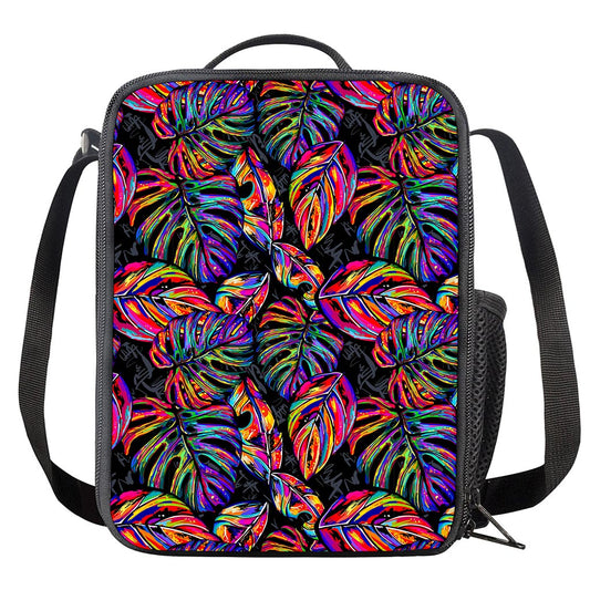 Colorful Leaf Tropical Pattern Print Crossbody Lunch Bag