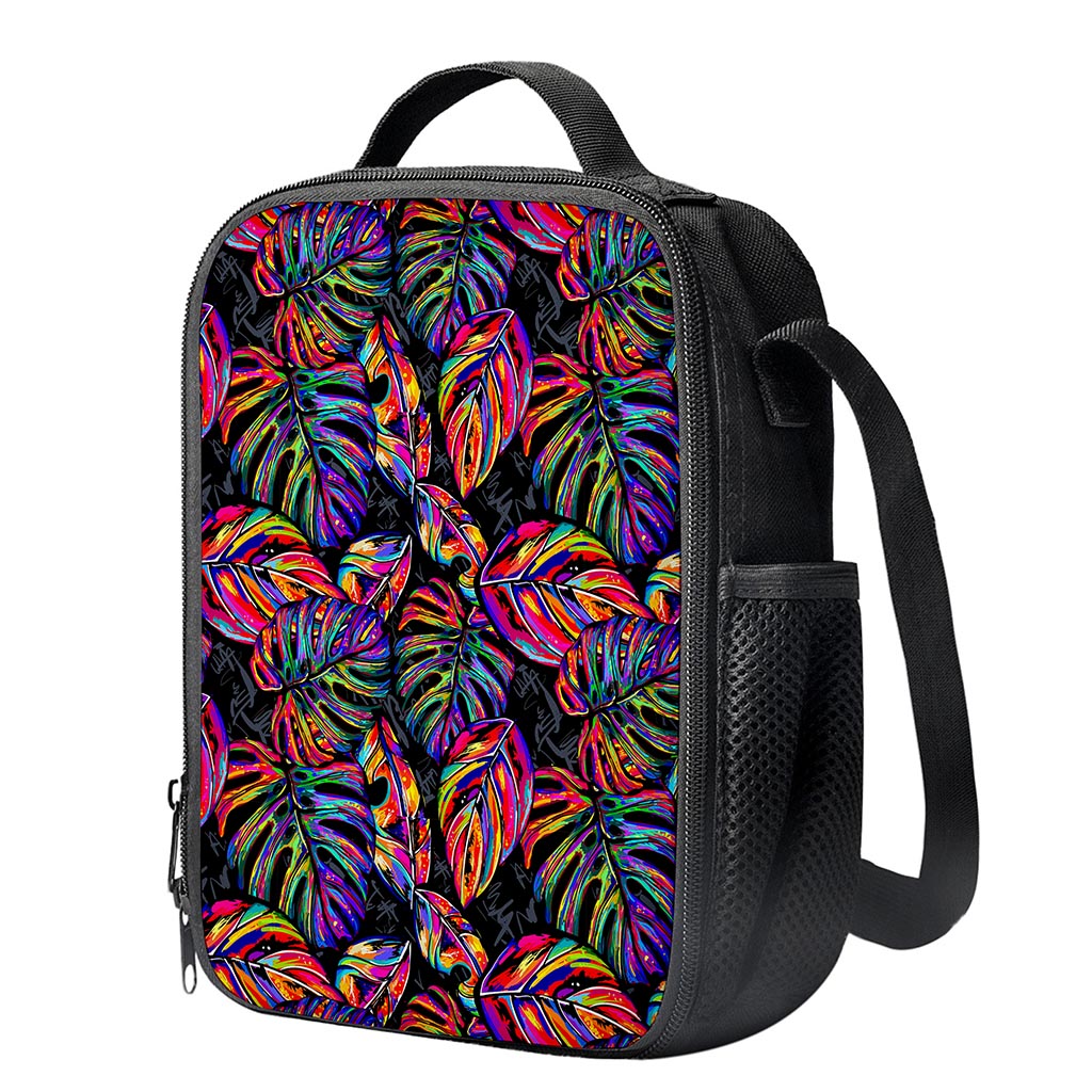 Colorful Leaf Tropical Pattern Print Crossbody Lunch Bag