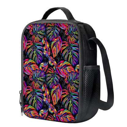 Colorful Leaf Tropical Pattern Print Crossbody Lunch Bag