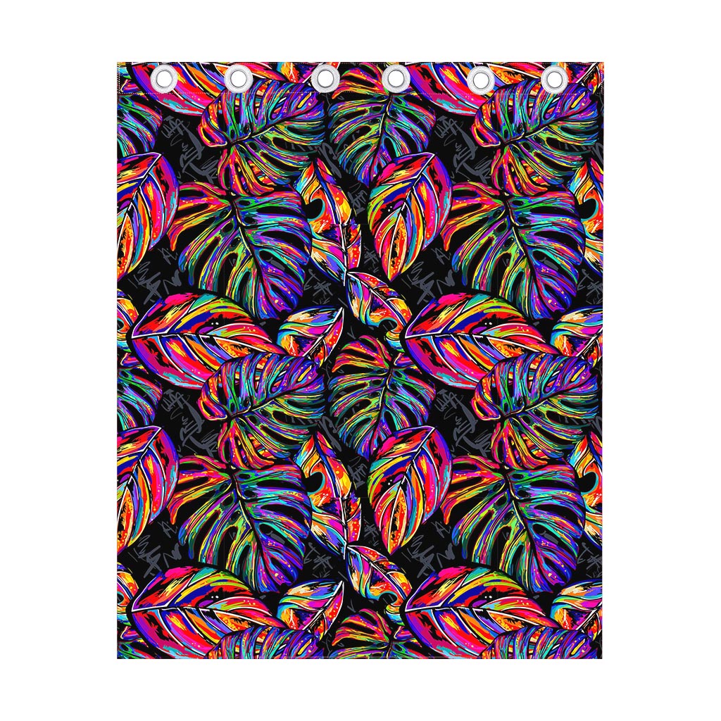 Colorful Leaf Tropical Pattern Print Curtain