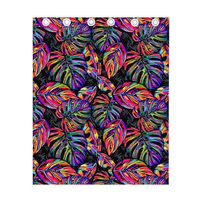 Colorful Leaf Tropical Pattern Print Curtain