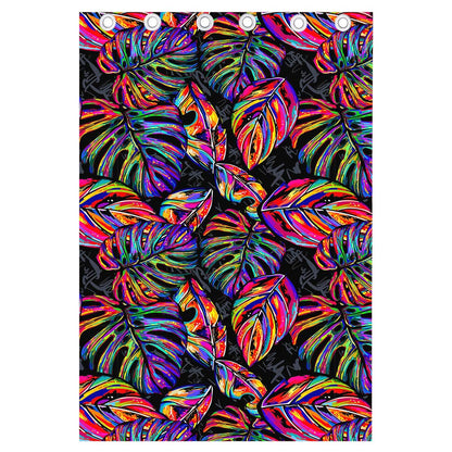 Colorful Leaf Tropical Pattern Print Curtain