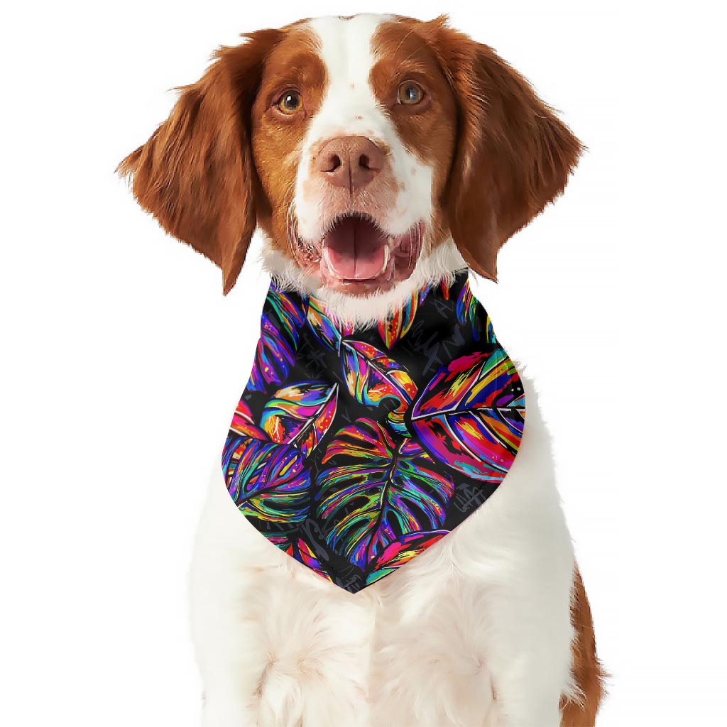 Colorful Leaf Tropical Pattern Print Dog Bandana