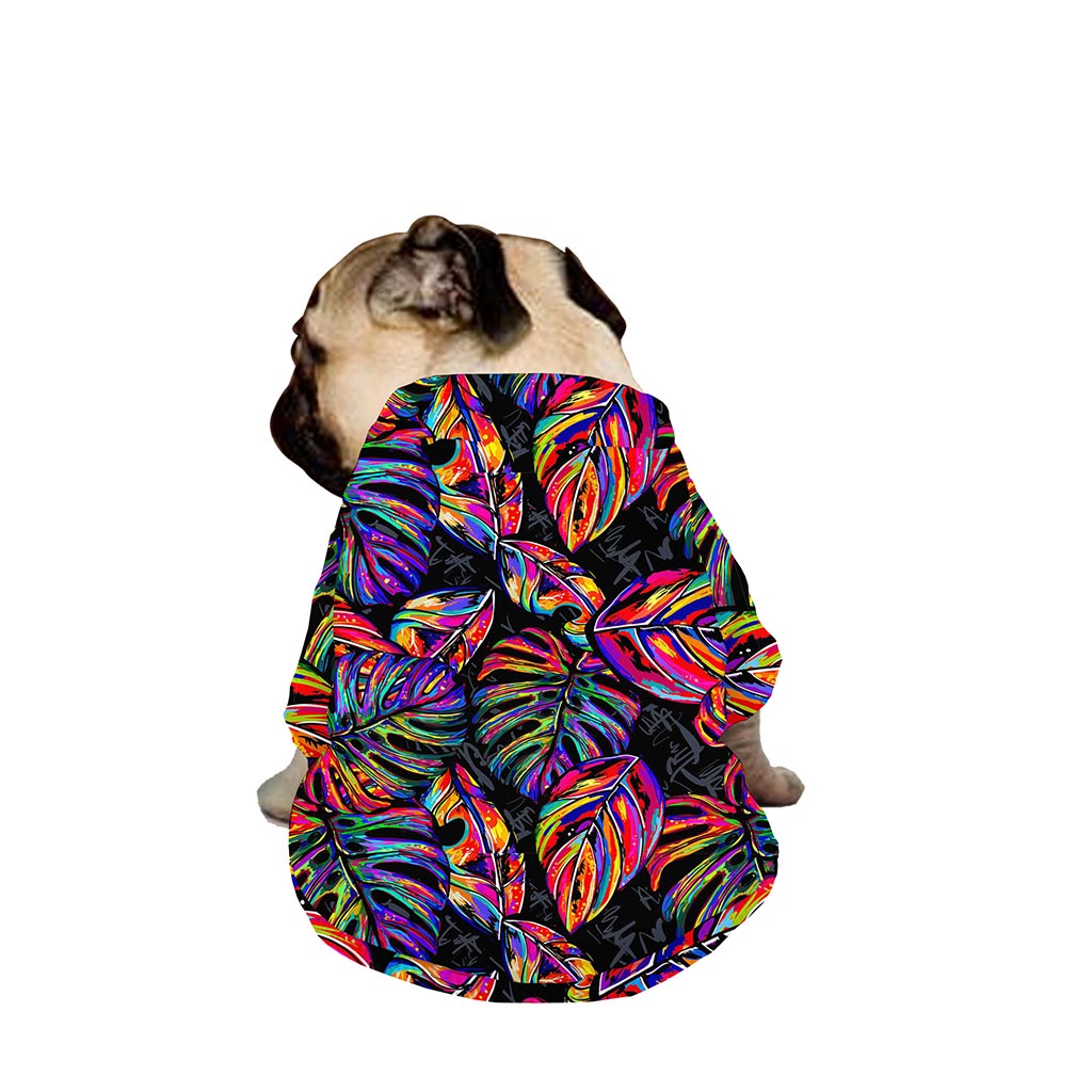 Colorful Leaf Tropical Pattern Print Dog Zip Up Jacket