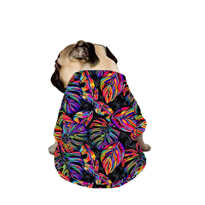 Colorful Leaf Tropical Pattern Print Dog Zip Up Jacket