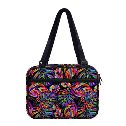 Colorful Leaf Tropical Pattern Print Double Strap Bible Bag