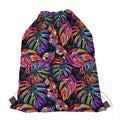 Colorful Leaf Tropical Pattern Print Drawstring Bag