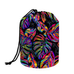 Colorful Leaf Tropical Pattern Print Drawstring Makeup Bag