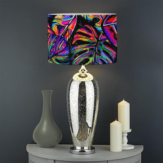 Colorful Leaf Tropical Pattern Print Drum Lamp Shade