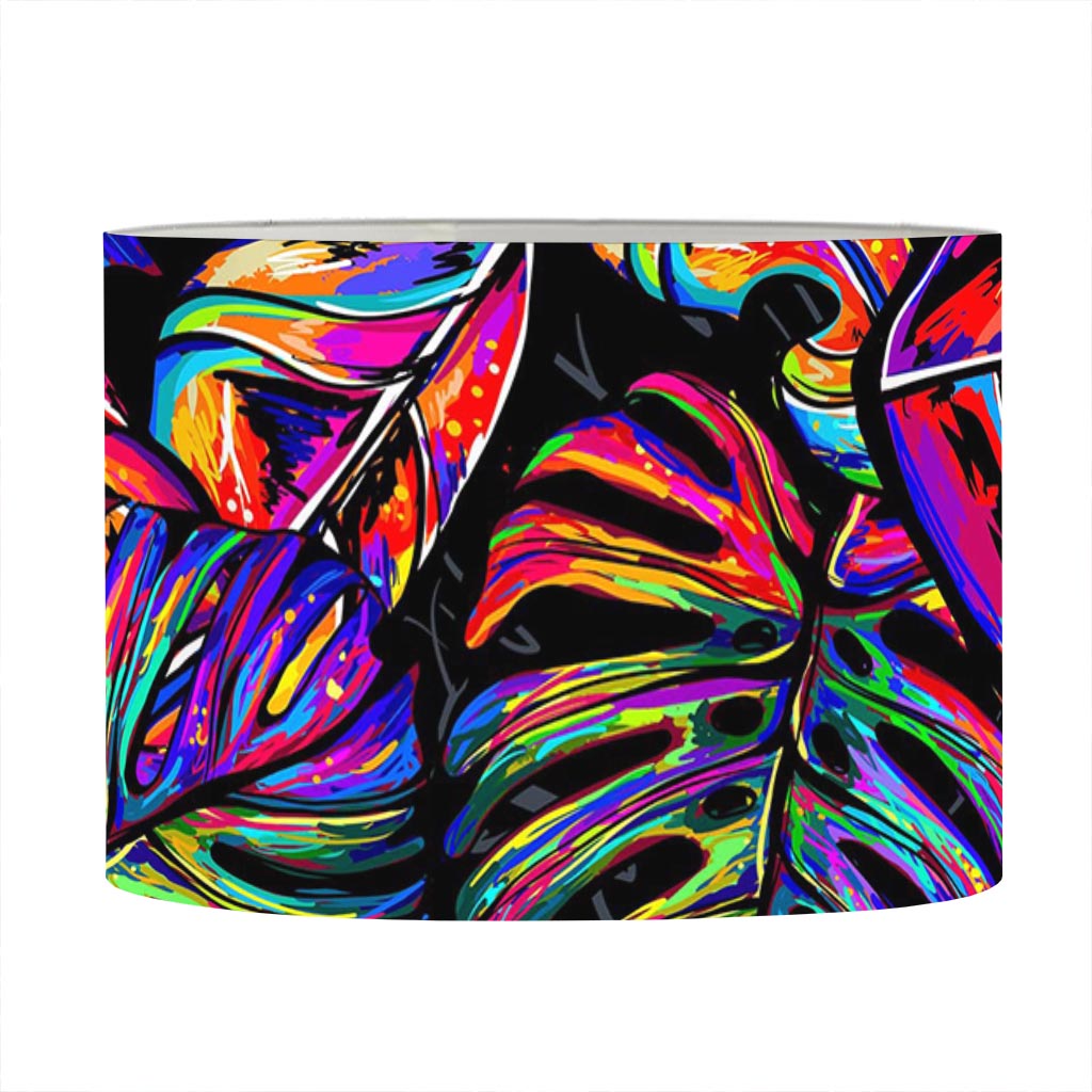 Colorful Leaf Tropical Pattern Print Drum Lamp Shade