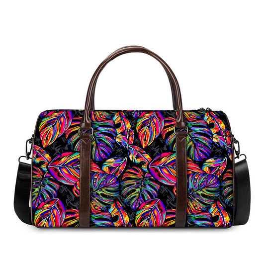 Colorful Leaf Tropical Pattern Print Duffle Bag