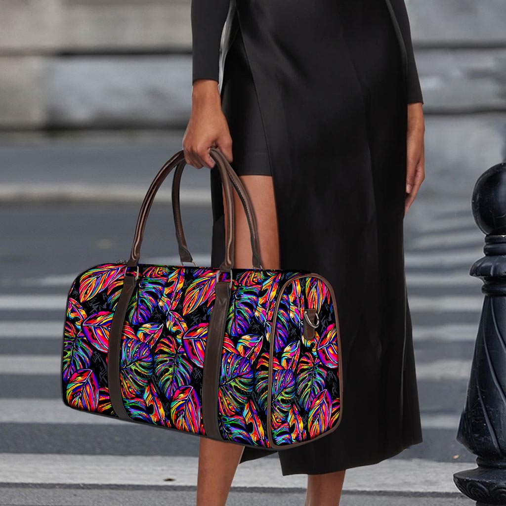 Colorful Leaf Tropical Pattern Print Duffle Bag