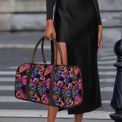 Colorful Leaf Tropical Pattern Print Duffle Bag