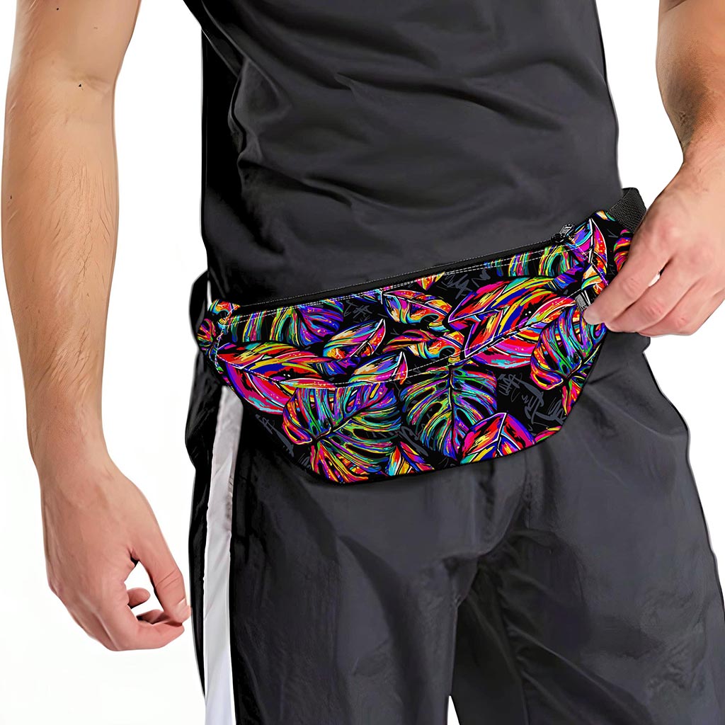 Colorful Leaf Tropical Pattern Print Fanny Pack