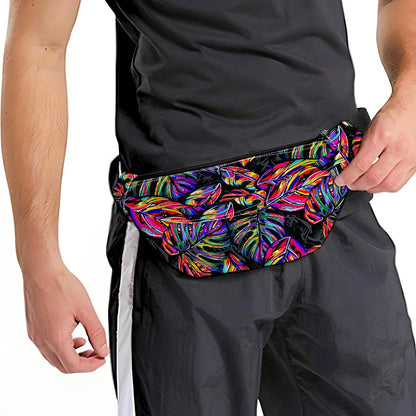 Colorful Leaf Tropical Pattern Print Fanny Pack