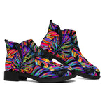 Colorful Leaf Tropical Pattern Print Flat Ankle Boots