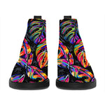 Colorful Leaf Tropical Pattern Print Flat Ankle Boots