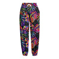 Colorful Leaf Tropical Pattern Print Fleece Lined Knit Pants
