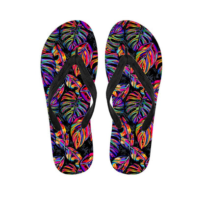 Colorful Leaf Tropical Pattern Print Flip Flops