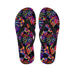 Colorful Leaf Tropical Pattern Print Flip Flops