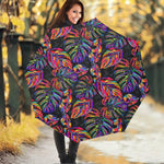 Colorful Leaf Tropical Pattern Print Foldable Umbrella