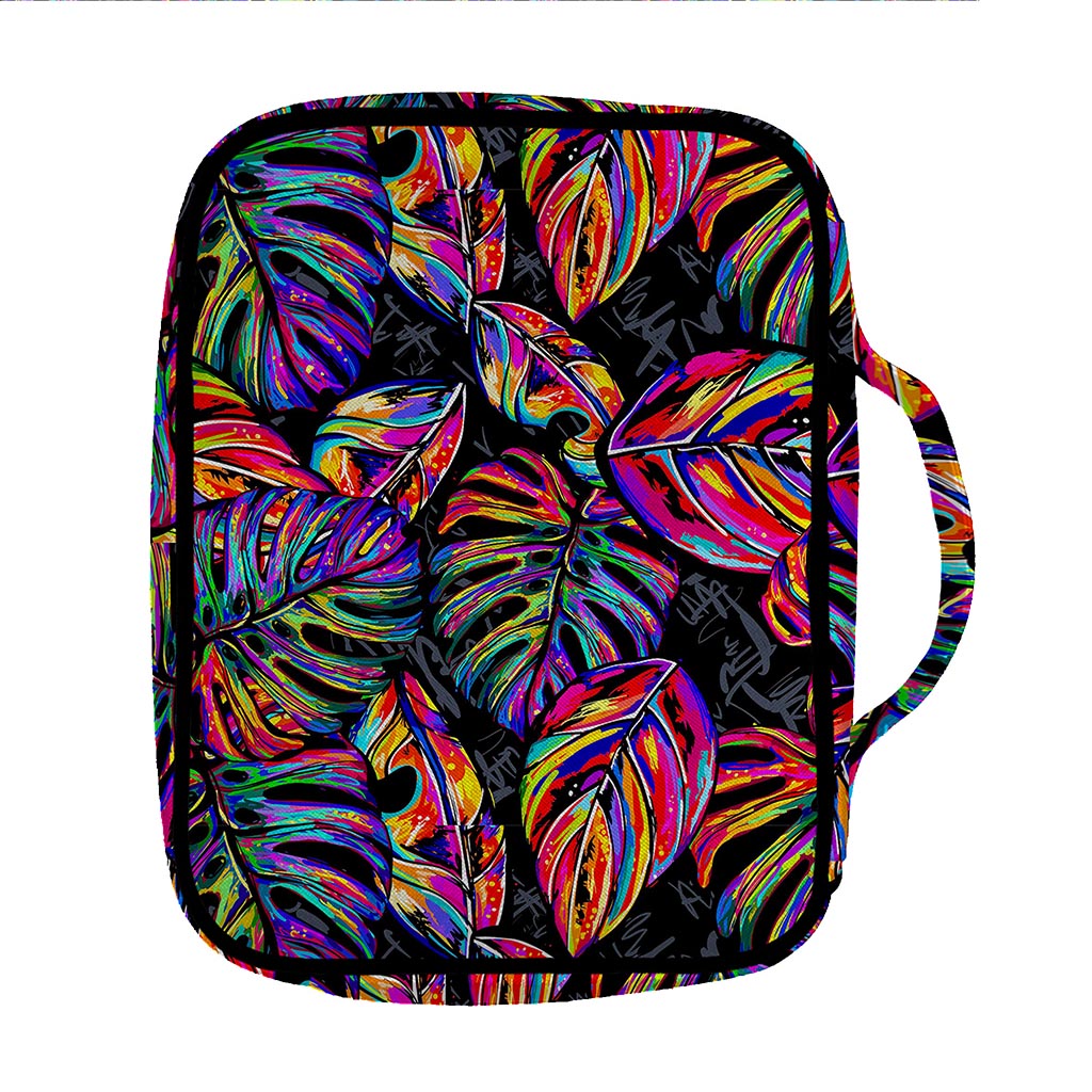 Colorful Leaf Tropical Pattern Print Front Pocket Bible Bag