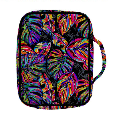 Colorful Leaf Tropical Pattern Print Front Pocket Bible Bag