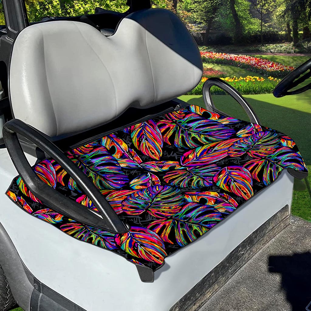 Colorful Leaf Tropical Pattern Print Golf Cart Seat Cover