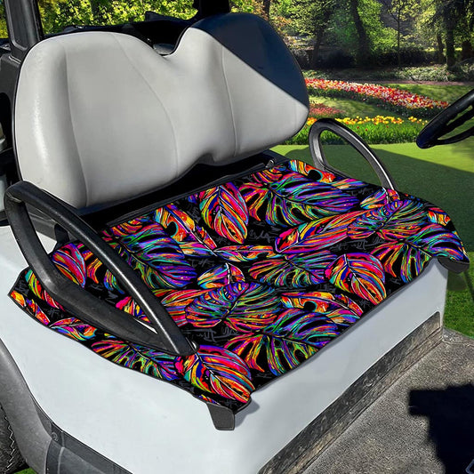 Colorful Leaf Tropical Pattern Print Golf Cart Seat Cover