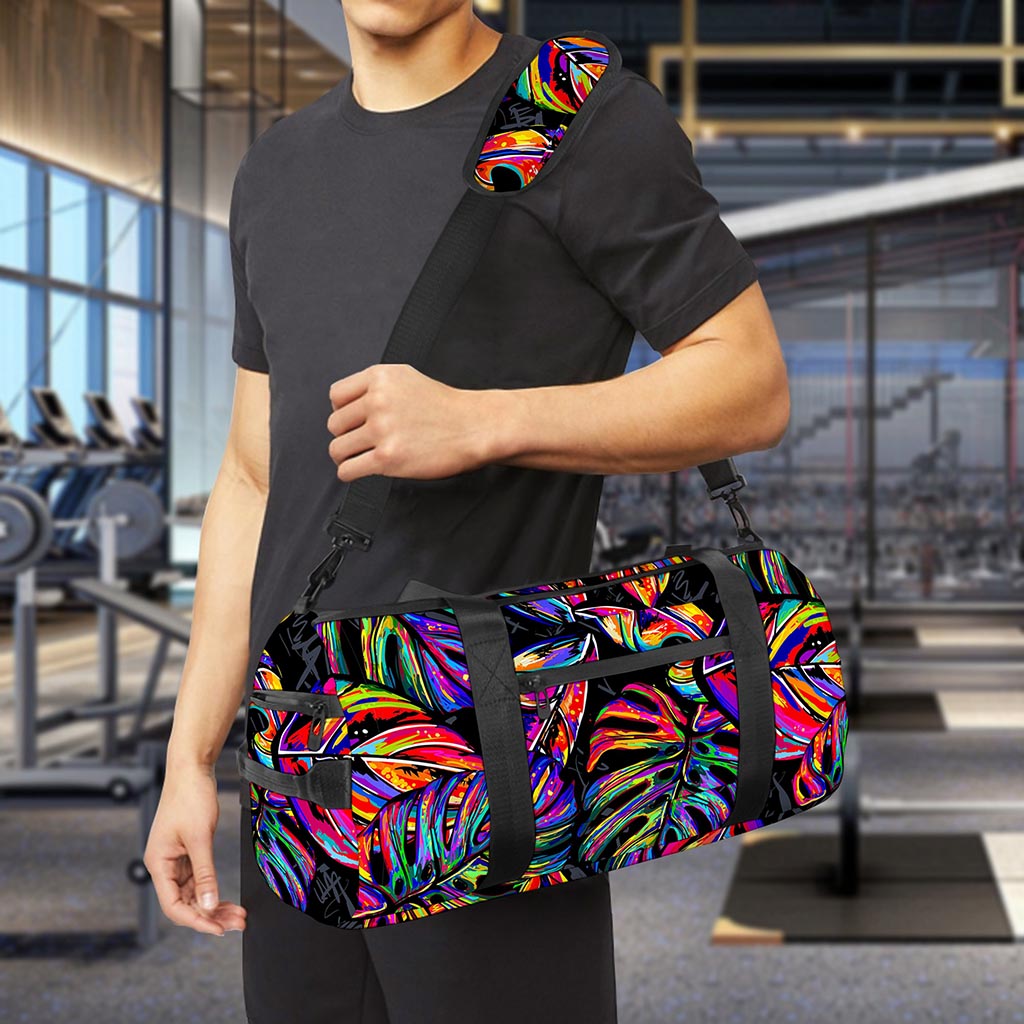 Colorful Leaf Tropical Pattern Print Gym Bag