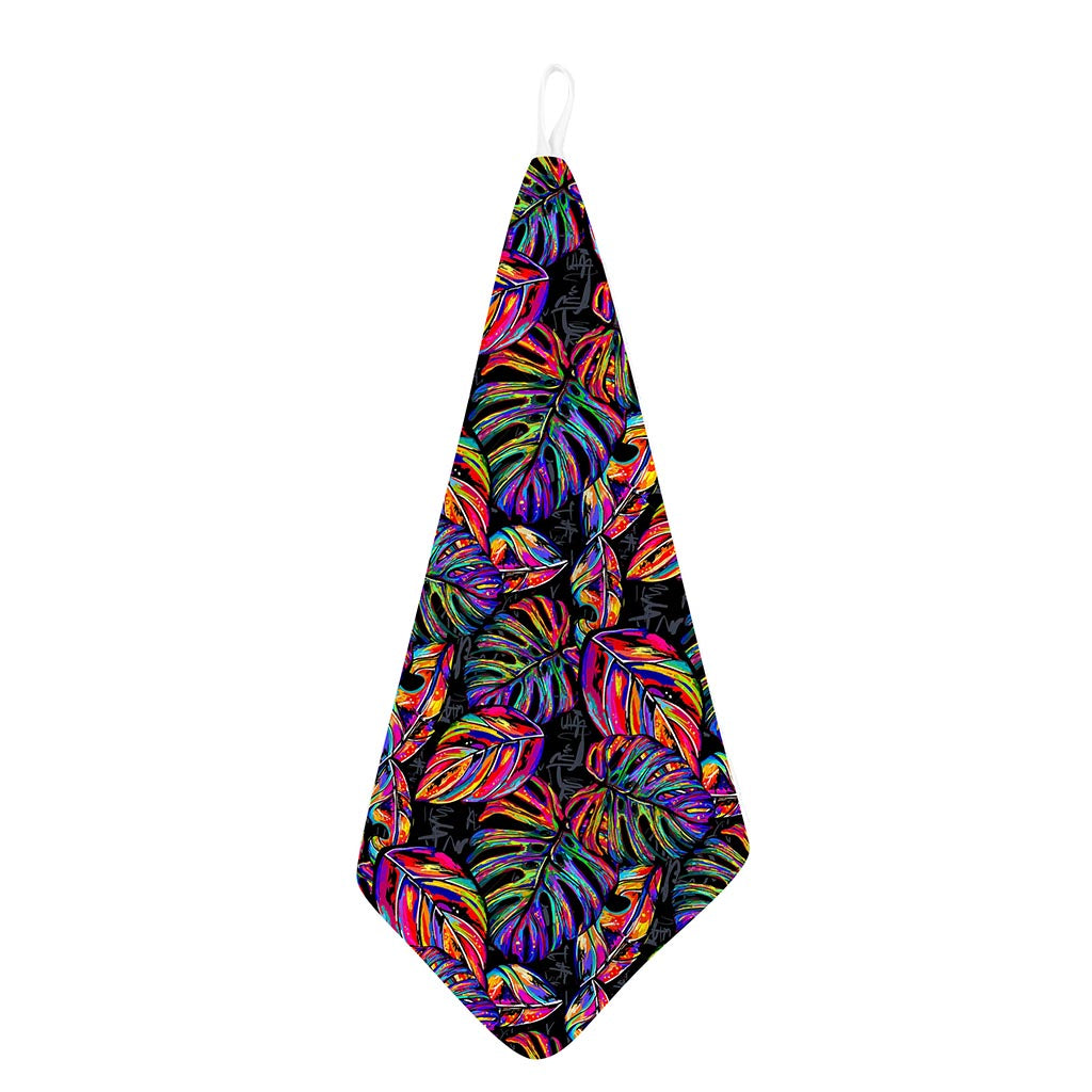 Colorful Leaf Tropical Pattern Print Hand Towel