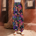 Colorful Leaf Tropical Pattern Print Harem Pants