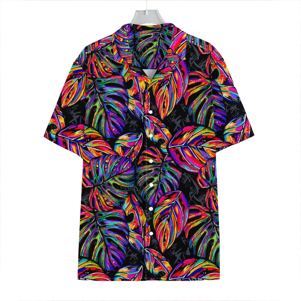 Colorful Leaf Tropical Pattern Print Hawaiian Shirt