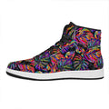 Colorful Leaf Tropical Pattern Print High Top Leather Sneakers